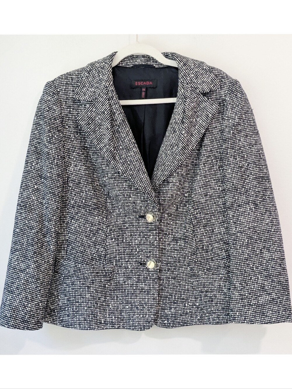 Escada Black And Ivory Tweed Blazer